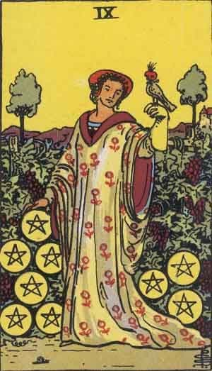 Nine of Pentacles tarot card meaning